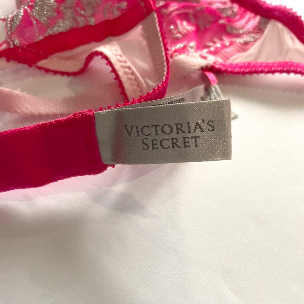 Vintage Victoria Secret Garter, Dream Angels Bright Pink And Silver, Size XS. - Picture 5 of 6